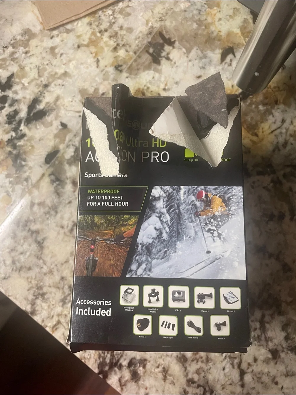 itek Action Pro 1080P Ultra HD Sports Camera - Black/Green NEW open box